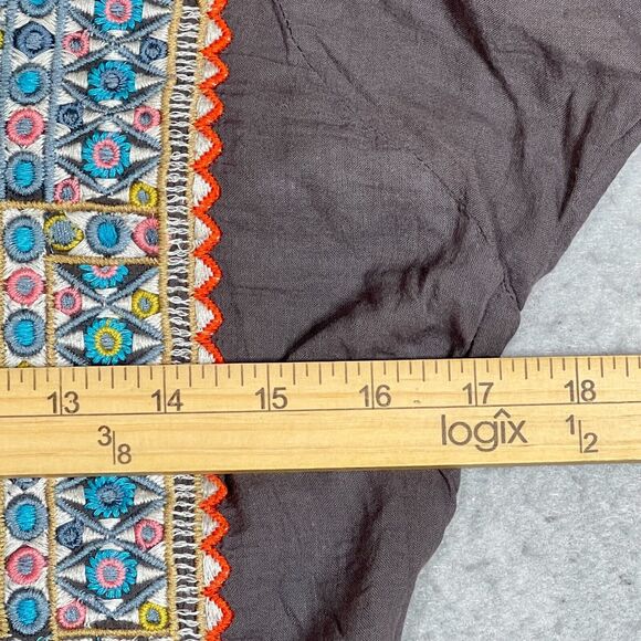 Johnny Was Biya Dress Womens Small Gray Mini Belted Peasant Hippie Embroidered - Picture 5 of 10